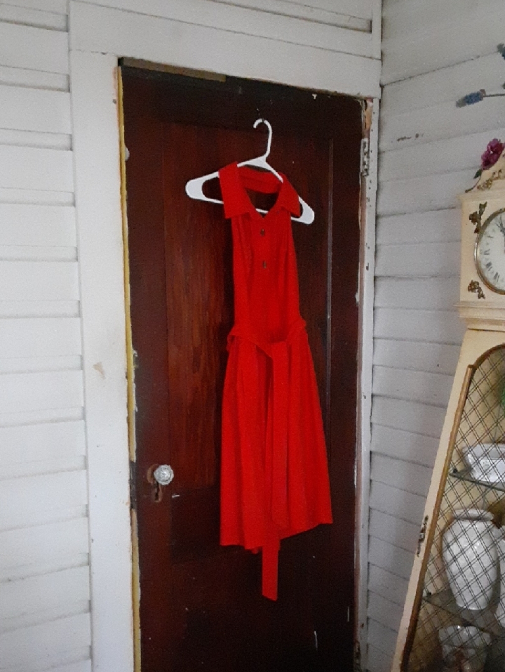 Milly Bright Red Sleeveless Collared Dress with Tie Waist With Pockets